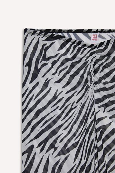 DeFacto Regular Fit Zebra Desenli Tül Plaj Eteği-Fall in Love C3179AX25HS