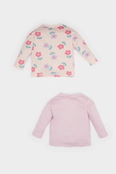 DeFacto Baby Girl Newborn Floral Combed Cotton 2-Pack Long Sleeve T-Shirt E9994A525Au