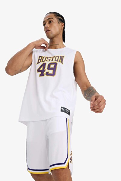 DeFacto DeFactoFit Hızlı Kuruyan Standart Fit Bisiklet Yaka Baskılı Sporcu Atlet E4394AX25HS