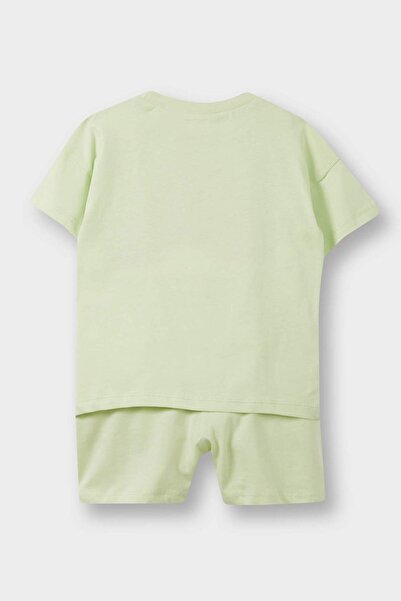 DeFacto Erkek Bebek 2'li Takım Baskılı Kısa Kollu Tişört Beli Lastikli Şort E6836A525SM