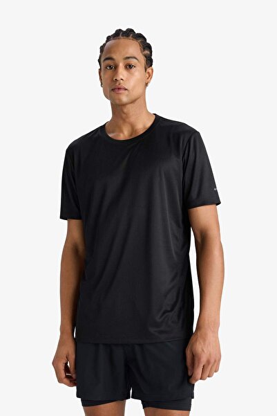 DeFacto DeFactoFit Slim Fit Slim Fit Crew Neck Γρήγορο Στέγνωμα Αναπνεύσιμο Εύκαμπτο Ύφασμα Αθλητικό με στάμπα