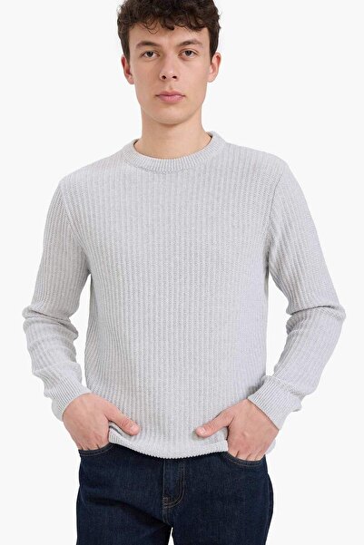 DeFacto Standard Fit Basic Strickpullover mit Rundhalsausschnitt und Struktur E0811AX25WN