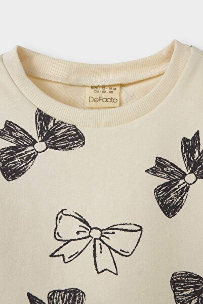 DeFacto Kız Bebek 2'li Takım Fiyonk Desenli Sweatshirt İspanyol Paça Tayt F0508A525AU