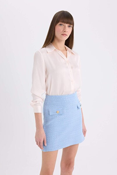 DeFacto Regular Fit Saten Uzun Kollu Gömlek E1783AX24WN