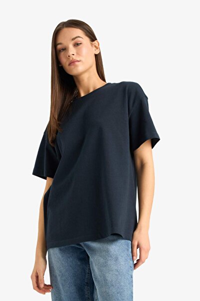 DeFacto Μπλουζάκι με κοντό μανίκι Oversize Wide Fit Crew Neck Basic E4935AX25AU