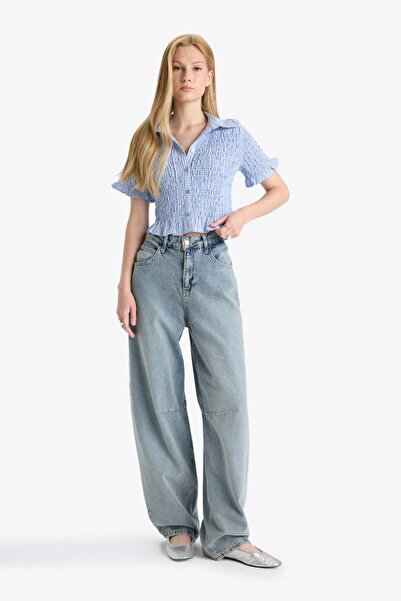 DeFacto Coool Fitted Dokulu Kısa Kollu Gömlek F4645AX25HS