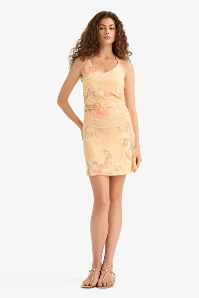 DeFacto V Yaka Çiçek Desenli Askılı Mini Elbise F9549AX25HS