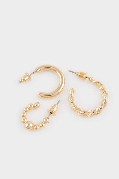 DeFacto Women's 6-Piece Gold Hoop Earrings F5943Axns