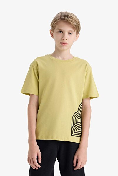 DeFacto Boy's Crew Neck Printed Short Sleeve T-Shirt F3767A825Au