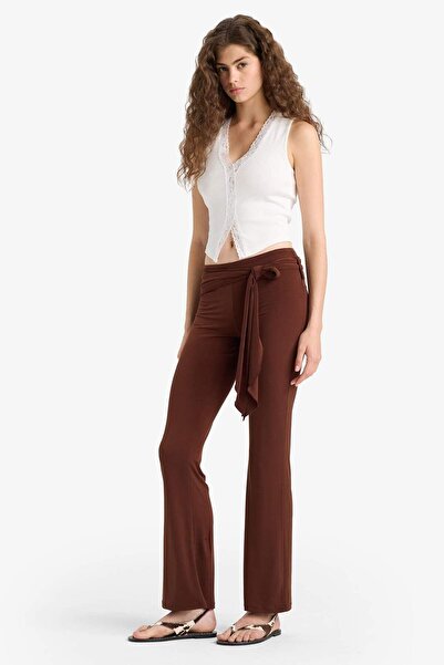 DeFacto Панталон с разкроена талия и стандартна дължина, с връзки F8196AX25SM