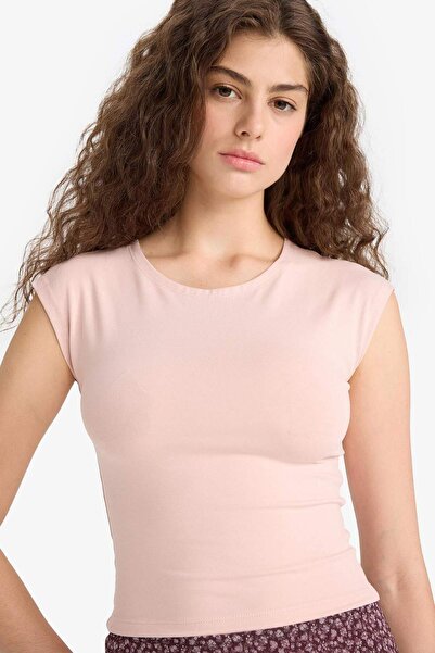 DeFacto Fitted Round Neck Basic Plain Short Sleeve T-Shirt F5195Ax25Sm