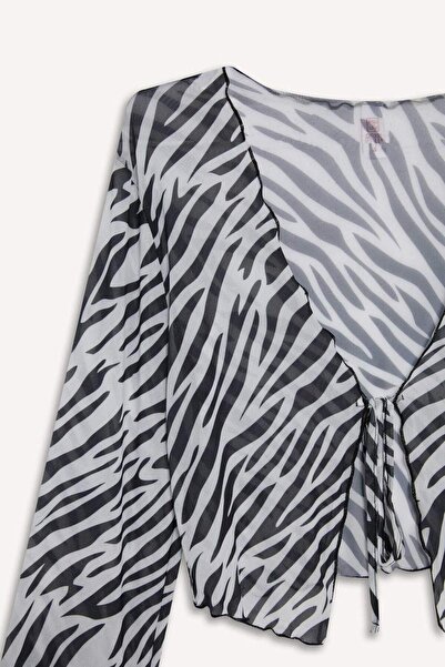 DeFacto Zebra Desenli Tül Plaj Bolerosu-Fall in Love C3178AX25HS