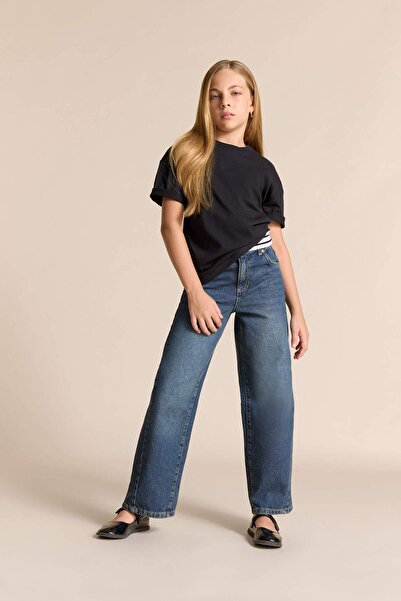 DeFacto Детска момичешка тениска с къс ръкав и велосипедна яка Relax Fit E6493A825AU