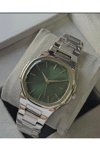 İSTLİV Men's Silver-Green Color Analog Calendar Wrist Watch