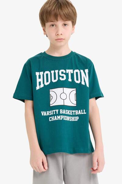 DeFacto Boys' 2-Piece Set Printed Short Sleeve T-Shirt Elastic Waist Shorts F1227A825Hs