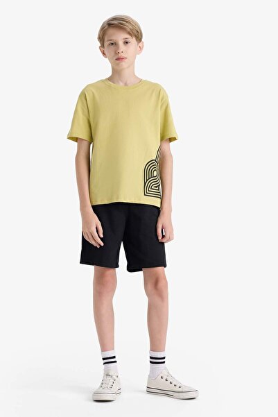 DeFacto Boy's Crew Neck Printed Short Sleeve T-Shirt F3767A825Au