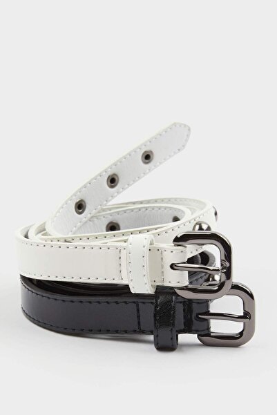 DeFacto Women's Faux Leather 2-Piece Casual Belt F3358Axns