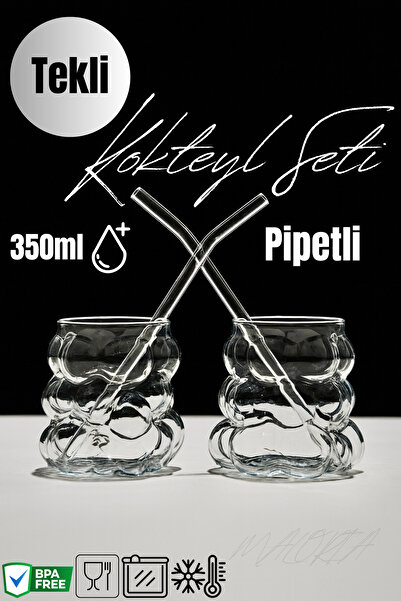 Maloria Üzüm Borosilikat Pipetli Cam Kahve Bardağı | 350ml Tekli