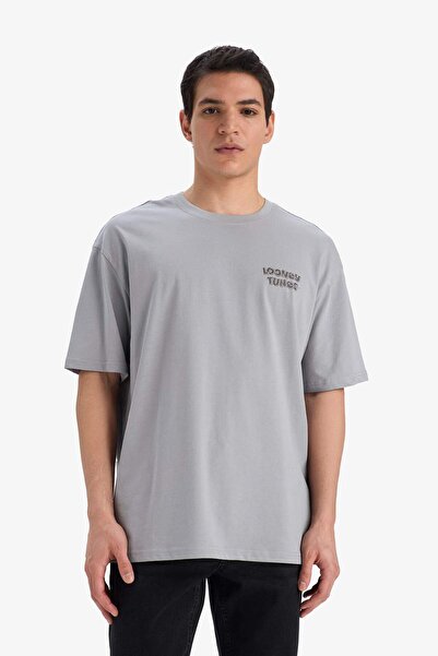 DeFacto %100 Pamuk Looney Tunes Boxy Fit Bisiklet Yaka Sırt Baskılı Kısa Kollu Tişört E9293AX25AU