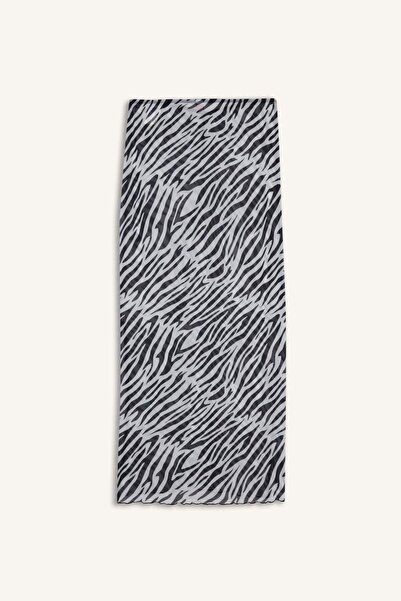 DeFacto Regular Fit Zebra Desenli Tül Plaj Eteği-Fall in Love C3179AX25HS