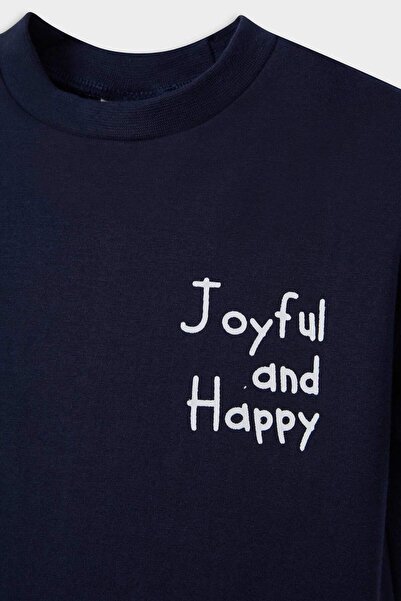 DeFacto Μπλουζάκι με κοντό μανίκι με μοτίβο με σλόγκαν για αγόρια F3917A525AU