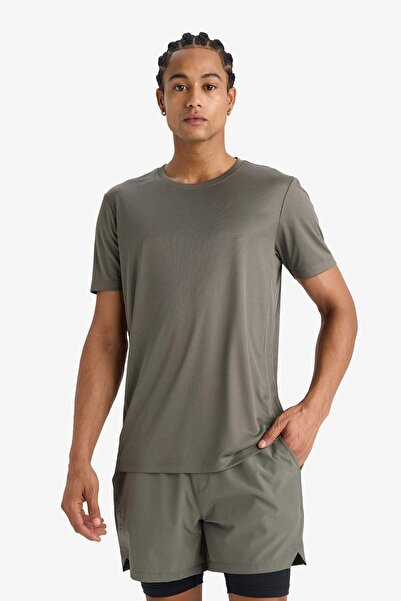 DeFacto DeFactoFit Slim Fit Slim Fit Crew Neck Γρήγορο Στέγνωμα Αναπνεύσιμο Εύκαμπτο Ύφασμα Αθλητικό με στάμπα