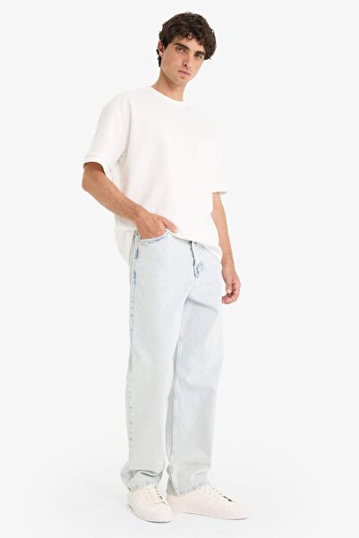 DeFacto %100 Pamuk Baggy Fit Geniş Paça Jean Yıkamalı Pantolon F5669AX25AU