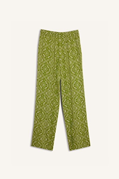 DeFacto Regular Fit Patterned Elastic Waist Straight Leg Trousers D8844Ax25Sp