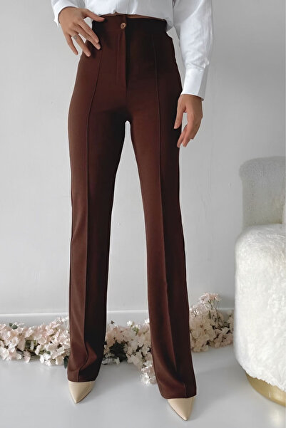 Mogi Butik Kadın Yüksek Bel Toparlayıcı Ispanyol Paça Palazzo Pantolon 3021