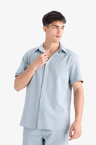 DeFacto %100 Pamuk Regular Fit Polo Yaka Yazlık Kısa Kollu Gömlek D8613AX25SM