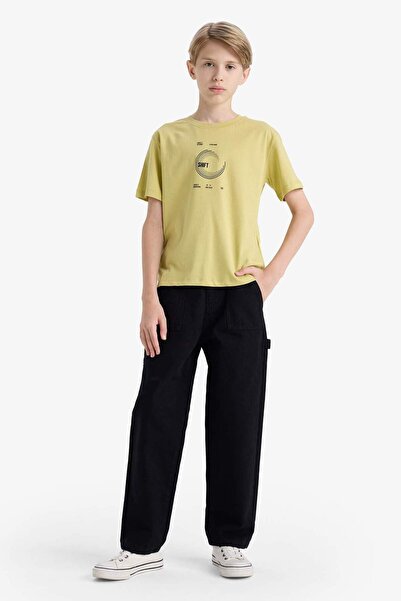 DeFacto Boy's Crew Neck Back Printed Short Sleeve T-Shirt F3768A825Au