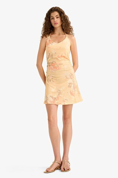 DeFacto V Yaka Çiçek Desenli Askılı Mini Elbise F9549AX25HS