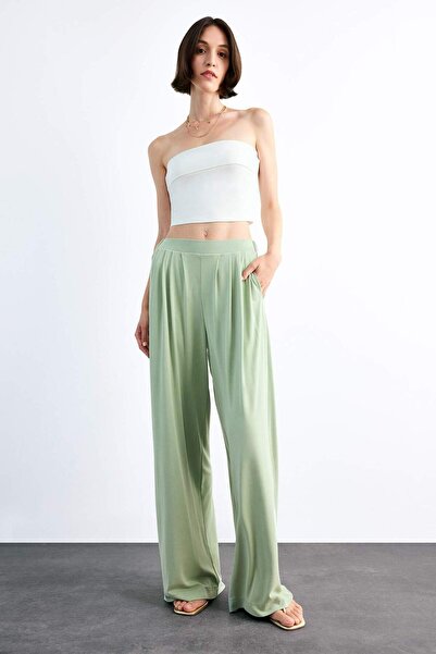 DeFacto Wide Leg Modal Trousers with Elastic Waist F8507Ax25Sm