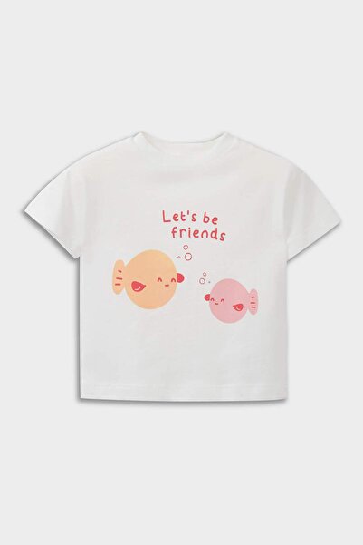 DeFacto Baby Girl Newborn Crew Neck Printed Combed Cotton 2-Pack Short Sleeve T-Shirt E8246A525Sm