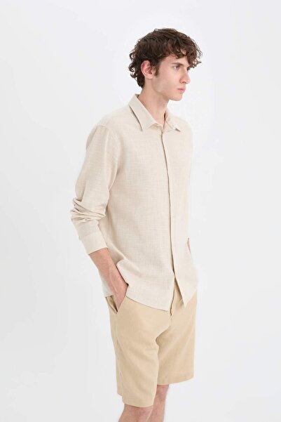 DeFacto 100% Cotton Regular Fit Polo Neck Cotton Long Sleeve Shirt D6161Ax25Sp