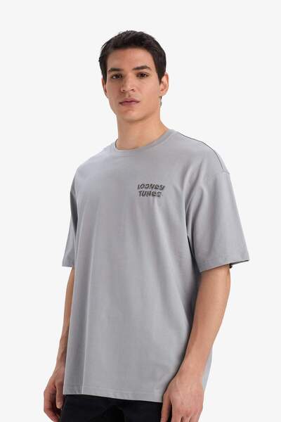 DeFacto %100 Pamuk Looney Tunes Boxy Fit Bisiklet Yaka Sırt Baskılı Kısa Kollu Tişört E9293AX25AU