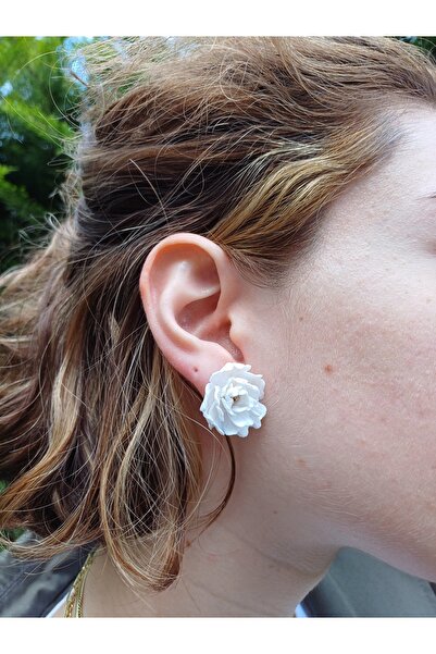 CREATİVESHOP Peony Earrings, Polymer Clay Earrings, Design Earrings, Handmade Earrings