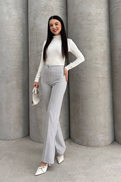 Mogi Butik Kadın Yüksek Bel Toparlayıcı Ispanyol Paça Palazzo Pantolon 3021