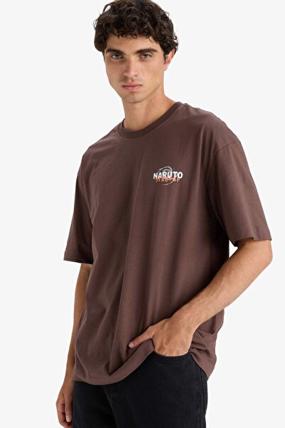 DeFacto 100% βαμβακερό Naruto Boxy Fit Άνετο μπλουζάκι με κοντό μανίκι με στάμπα στην πλάτη E7358AX25AU