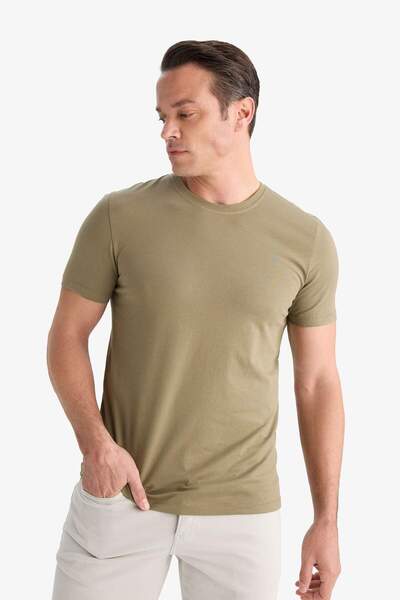 DeFacto Slim Fit Tight Fit Crew Neck Stretch Fabric Short Sleeve T-Shirt E2635Ax25Sm