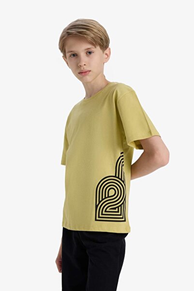 DeFacto Boy's Crew Neck Printed Short Sleeve T-Shirt F3767A825Au
