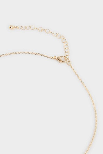 DeFacto Kadın İnci ve Çiçek Detaylı Gold Kolye Küpe Seti F5964AXNS
