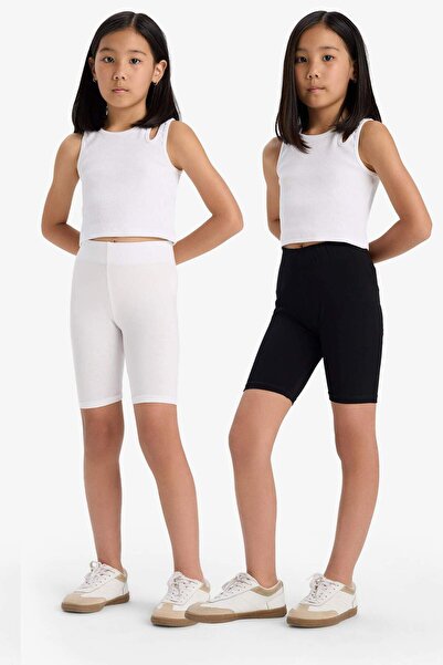 DeFacto Kız Çocuk Biker Penye 2'li Tayt B7616A825SM