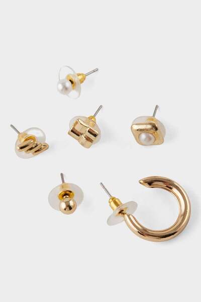 DeFacto Women's 7-Piece Gold Earrings F5986Axns