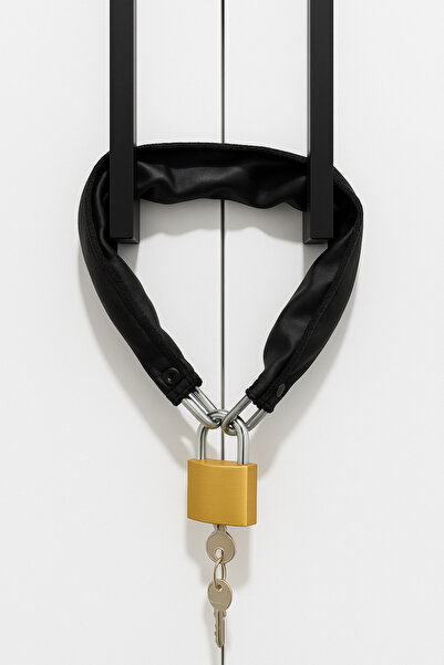 Vi Caro Black Leather-Covered 1 Quality Chain Lock Dormitory Gym Cabinet Lock Durable Padlock 32cm