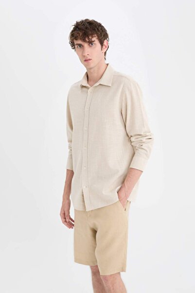 DeFacto 100% Cotton Regular Fit Polo Neck Cotton Long Sleeve Shirt D6161Ax25Sp