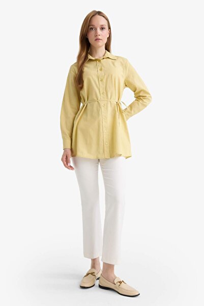 DeFacto Regular Fit Poplin Bağlamalı Uzun Kollu Gömlek Tunik D4160AX25SM
