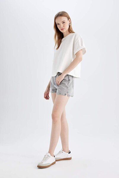 DeFacto Mom Fit Yüksek Bel Jean Şort C0689AX24HS
