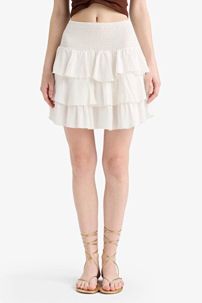 DeFacto Coool Normal Waist Crinkle Flounced Viscose Mini Skirt F9262Ax25Sm
