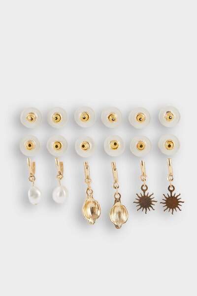 DeFacto Women's 6-Piece Gold Earrings F0860Axns